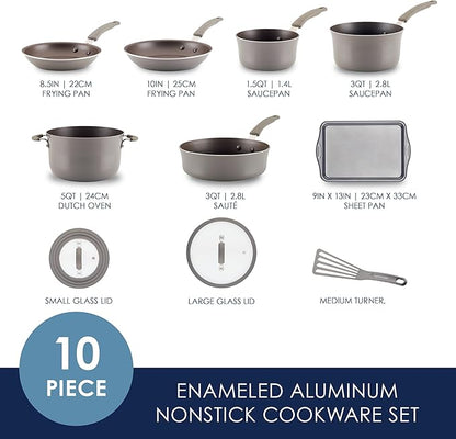 Rachael Ray Cook + Create Nonstick Cookware/Pots and Pan Set, 10 Piece - Image 2