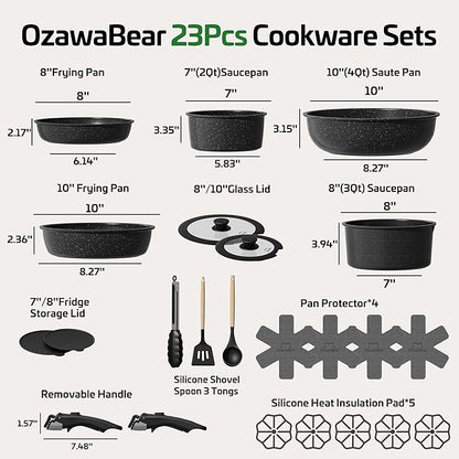 23 Pcs Pots and Pans Set Non Stick, Ceramic Cookware Set Non Toxic - Image 2