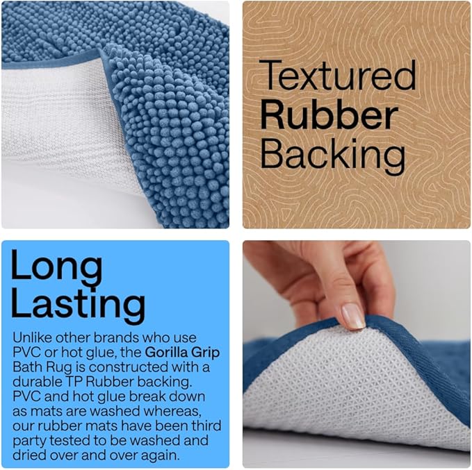 GORILLA GRIP Bath Rug Mat 36x24, Thick Soft Absorbent Chenille, Quick Dry - Image 3
