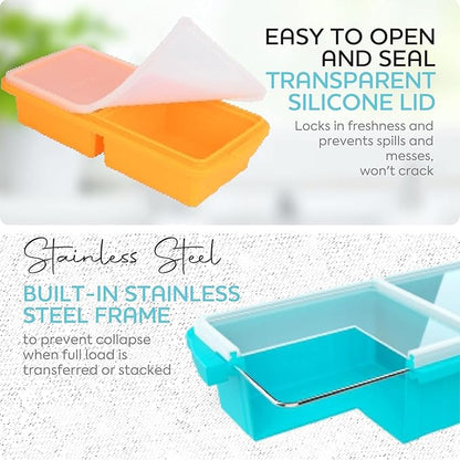 Silicone Freezer Tray With Lid-Soup Freezer Container molds-Large Ice Cube Tray - Image 3