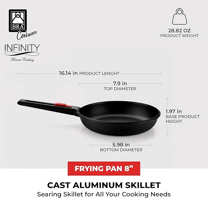 BRA COOKWARE Infinity Nonstick Frying Pan | 8-Inch Cast Aluminum Skillet | - Image 3