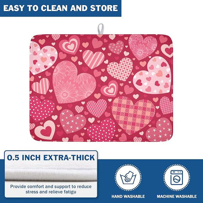 Valentine's Day Dish Drying Mat 18 x 24 Inch Heart Shaped Pattern Dish Drying - Image 5