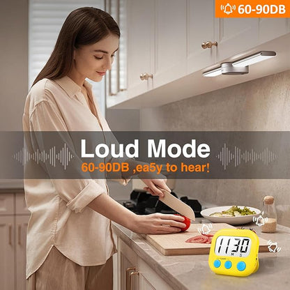 2 Pack Digital Kitchen Timer for Cooking Big Digits Loud Alarm Magnetic Backing - Image 3