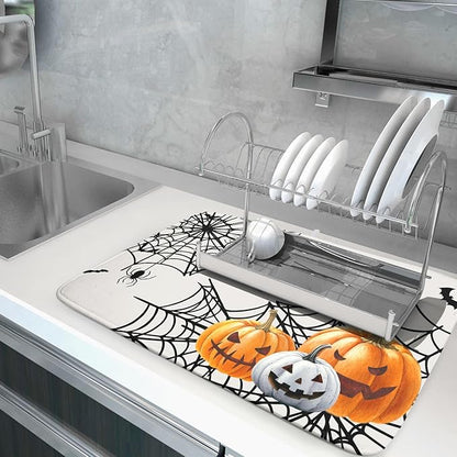 Giwawa Happy Halloween Dish Drying Mat 18"x24" Spooky Colorful Pumpkins - Image 5