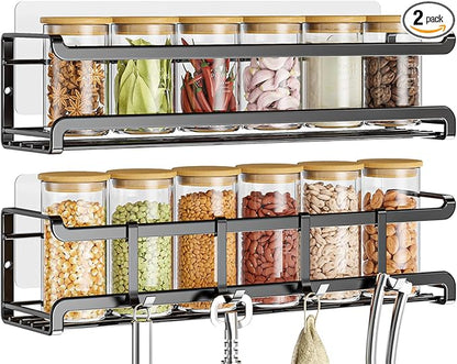 Bunoxea Spice Rack wall mounted 2 Pack, Space-Saving Spice Organizer by Bunoxea