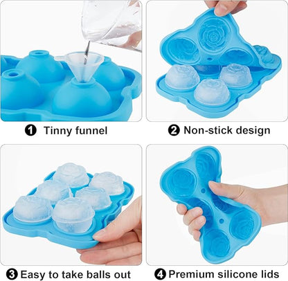Ice Cube Tray, Mikiwon 2 inch Rose Ice Cube Trays - Image 3