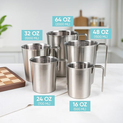Newness 5 Pack Stainless Steel Measuring Cups Set Metal Measuring Cup - Image 6