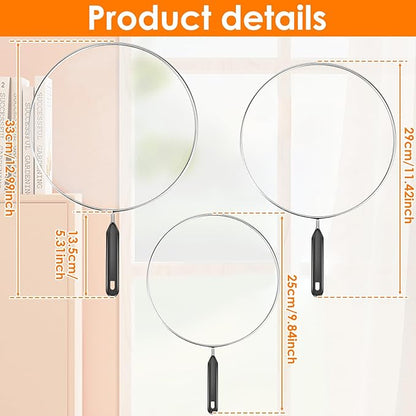 3 Pcs Splatter Guard with Handle Stainless Steel Mesh Splatter Screen - Image 4