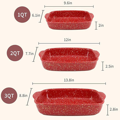 3-Pack Ceramic Lasagna Pan, Heavy-Duty Rectangular Baking Dishes, High Heat - Image 2