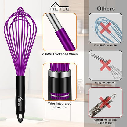 HOTEC 4 Pieces Silicone Whisks for Cooking, Wire Balloon Whisks Egg Beater - Image 7