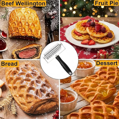 Pastry Lattice Roller Cutter, Stainless Steel Multi-Wheel Dough Cutter - Image 3