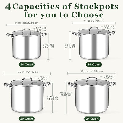 Leonyo 16 Quart Stock Pot With Lid, 18/10 Stainless Steel Stockpot, large - Image 9