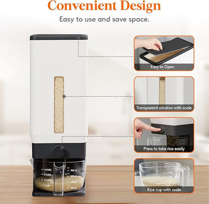 Lifewit Rice Dispenser 25 Lbs, Rice Storage Container Sealed Moisture Proof - Image 4
