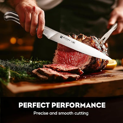 WIZEKA 8-inch Turkey Carving Knife Set 2 PCS, Stainless Steel Carving Knife and - Image 3