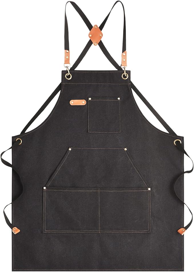 Aoomzoon Canvas Aprons for Men Chef Apron, Work Apron - 16oz Heavy Duty Cross by Aoomzoon