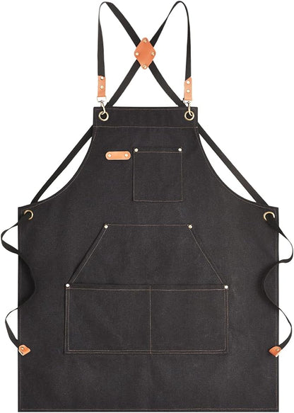 Aoomzoon Canvas Aprons for Men Chef Apron, Work Apron - 16oz Heavy Duty Cross by Aoomzoon