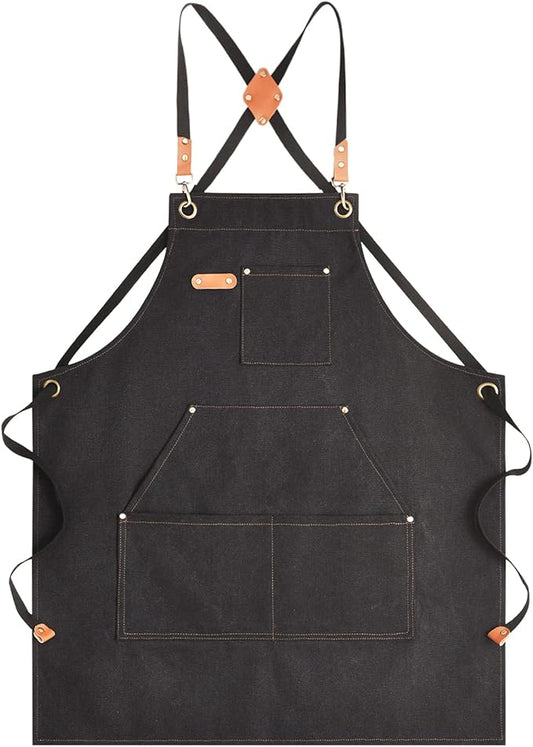 Aoomzoon Canvas Aprons for Men Chef Apron, Work Apron - 16oz Heavy Duty Cross by Aoomzoon