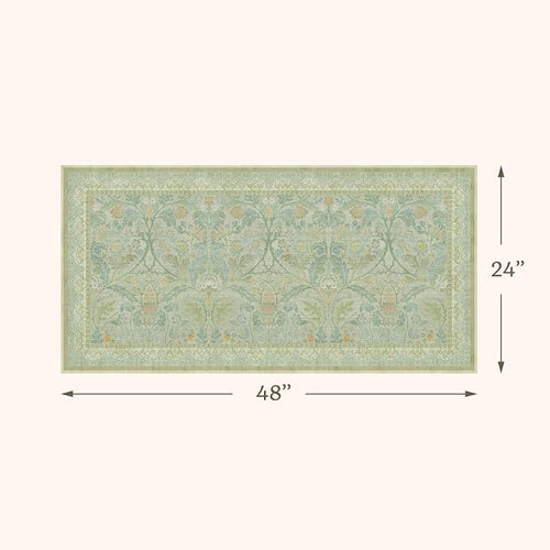 2x4 Small Green Kitchen Rugs Non Slip, Floral & Botanical Shabby Chic Washable - Image 2