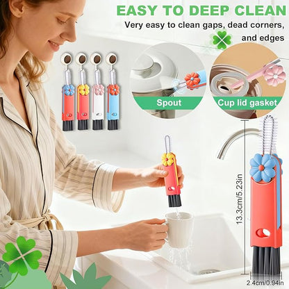 3 in 1 Cup Lid Cleaning Brush, Home Kitchen Crevice Brush, Portable Bottle - Image 2