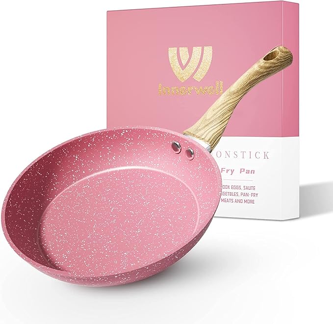 Frying Pan Nonstick, 11 Inch Pink Egg Pan, Non Stick Fry Pan 100% PTFE by Innerwell