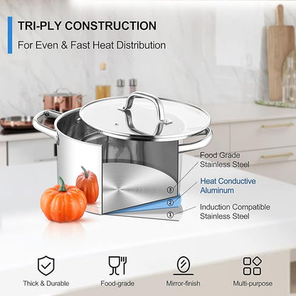 Stainless Steel Stock Pot 4 Quart, Homikit Induction Stockpot - Image 8