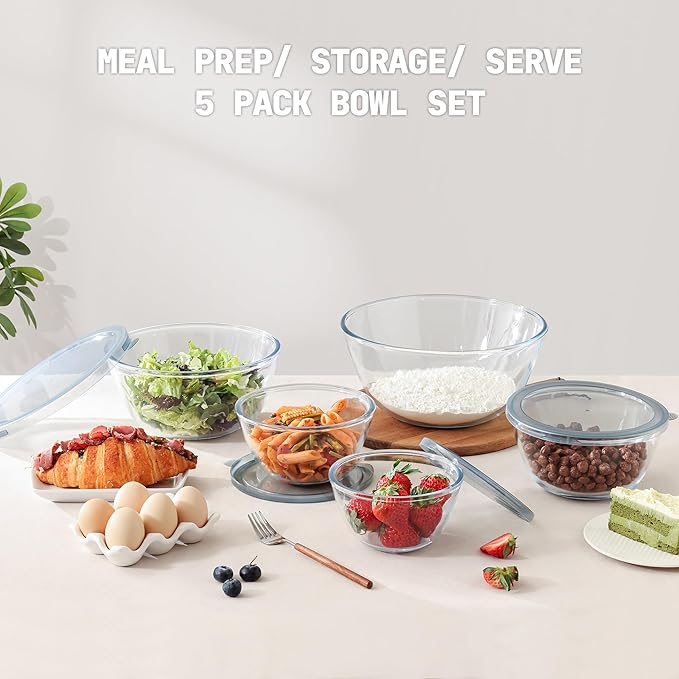 Cuiselect 5pc Glass Mixing Bowls - Image 2
