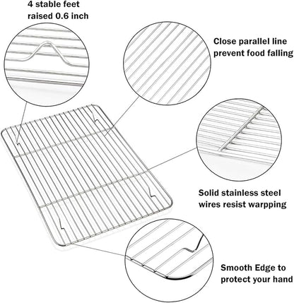 P&P CHEF 16 + 12.5 + 10.4 + 9 Inch Baking Sheet and Rack Set, Oven & Dishwasher - Image 4