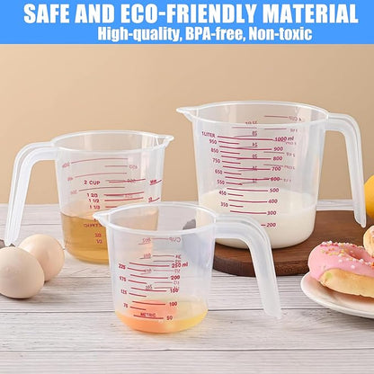 DTDNZKN 3 Pack Measuring Cup Set, Includes 250Ml, 500Ml and 1000Ml Plastic - Image 7