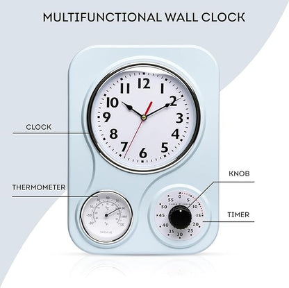 Lily's Home - 9.5 Inch x 12.5 Inch - Retro Kitchen Wall Clock, Vintage Wall - Image 4