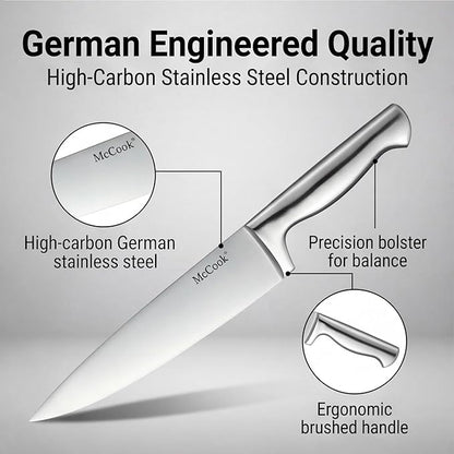 McCook® Knife Sets, German Stainless Steel Kitchen Knife Block Sets - Image 4