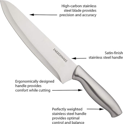 Farberware 15-Piece Stamped Stainless Steel Knife Block Set, High-Carbon - Image 7