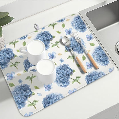 Spring Summer Hydrangea Dish Drying Mat - Image 8
