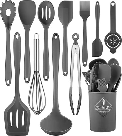 Kitchen Utensils Set-12 Pieces Silicone Cooking Utensils Set 392°F Heat by Pranski