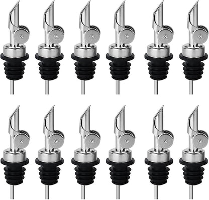 12PCS Weighted Liquor Bottle Pourers, Auto Flip Olive Oil Spout, Stainless by BALTRE