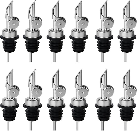 12PCS Weighted Liquor Bottle Pourers, Auto Flip Olive Oil Spout, Stainless by BALTRE
