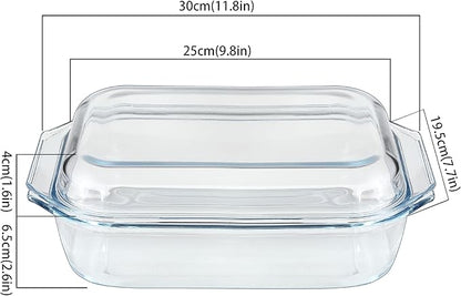 2QT Glass Casserole Dish with Lid, Tempered Glass Baking Dish - Image 2