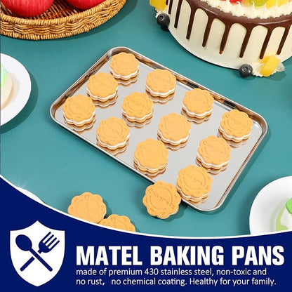 Mimorou 12 Pcs Baking Sheet Stainless Steel Cookie Sheet Small Metal Pans - Image 4