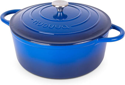 Cast Iron Dutch Oven with Lid – Non-Stick Ovenproof Enamelled Casserole Pot – by Nuovva