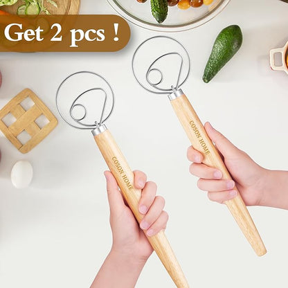 Pack of 2 Danish Dough Whisk, Kitchen Baking Flour Mixing Tool - Image 2