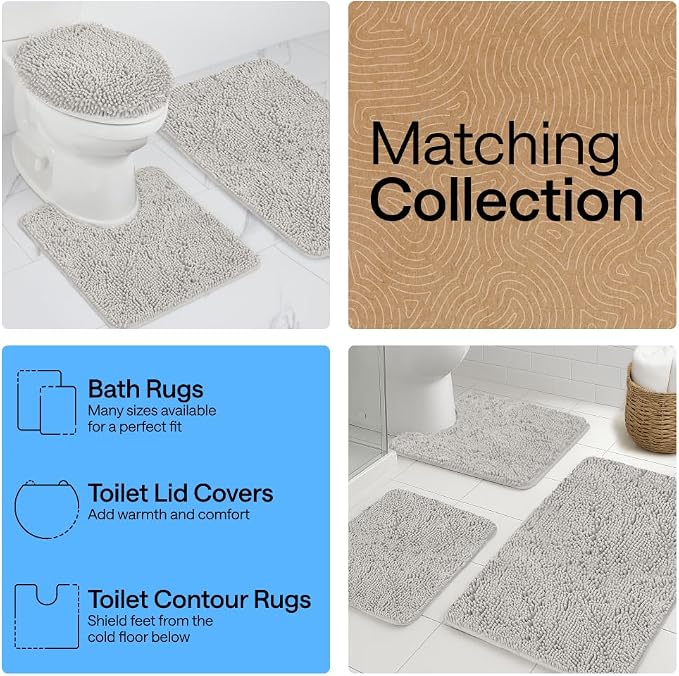 GORILLA GRIP Bath Rug Mat 54x24, Soft Absorbent Chenille, Quick Dry Microfiber - Image 8