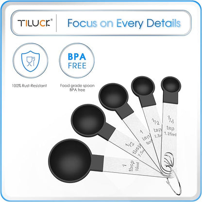 TILUCK Measuring Cups & Spoons Set, Stackable Cups and Spoons, Nesting Measure - Image 5