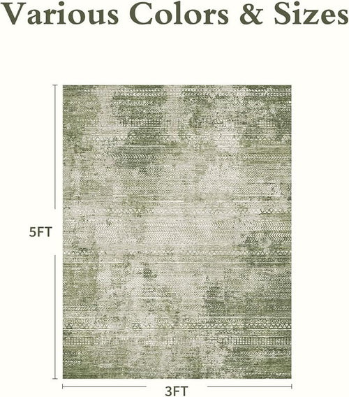 3 x 5 Rug Small Non Slip Machine Washable Rug Distressed Abstract Soft Indoor - Image 2