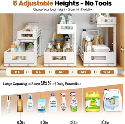 1-Pack Under Sink Organizers and Storage, 2-Tier L Shape Pull Out Cabinet - Image 4