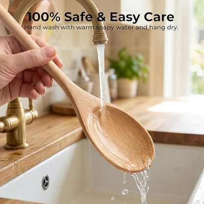 HANSGO 3PCS Wooden Spoons for Cooking, 12 Inch Long Handle Mixing Spoons for - Image 6