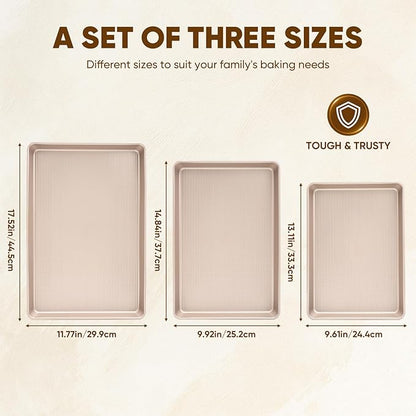 Sakerplus Nonstick Baking Sheet Pan Set of 3, Heavy Duty Cookie Sheets - Image 4