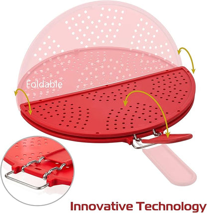 Foldable Splatter Screen for Frying Pan Grease Strainer Guard Silicone Splatter - Image 2