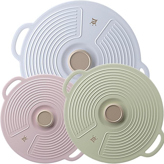 Silicone Lids for Bowl 3 Pack, Microwave Splatter Cover by GUANCI