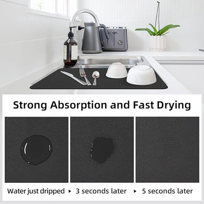 LOPNUR Kitchen Dish Drying Mat, Super Absorbent Dish Drying Pad, Diatomite - Image 3
