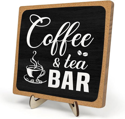 Coffee Bar Sign Plaque Decor, Cafe Station Accessorie by DMADNF