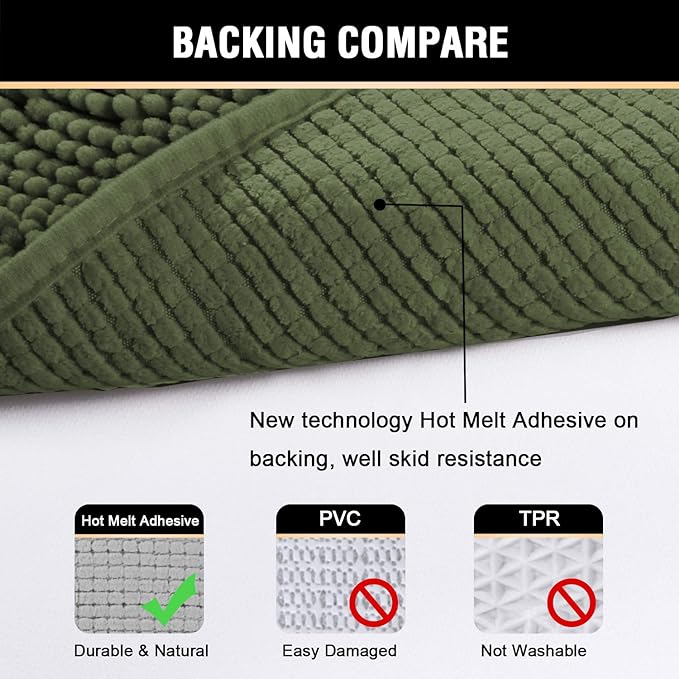 H.VERSAILTEX Bath Mats for Bathroom Non Slip Luxury Chenille Ultra Soft Bath - Image 6
